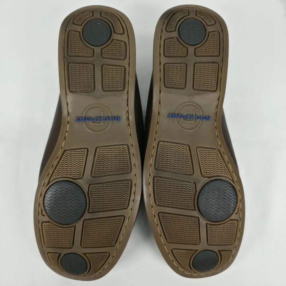 Rockport Mens 10M Handsewn Boat Shoes Brown Leather Moc Toe Casual Comfort